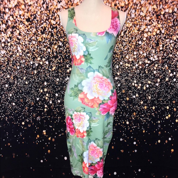 green floral bodycon dress